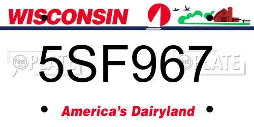 5SF967 Wisconsin License Plate