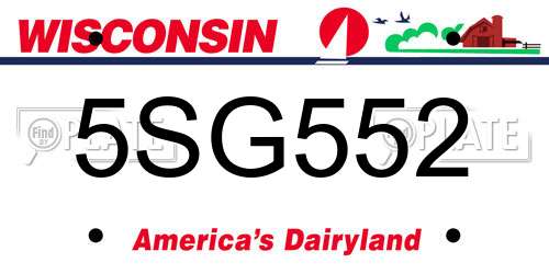 5SG552 Wisconsin License Plate