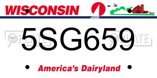 5SG659 Wisconsin License Plate