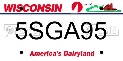 5SGA95 Wisconsin License Plate