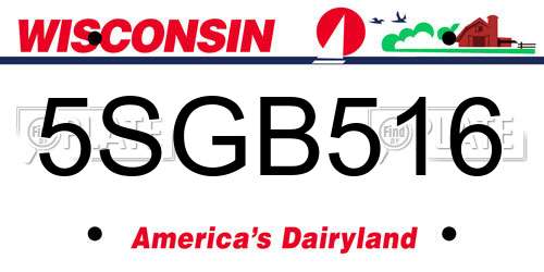 5SGB516 Wisconsin License Plate