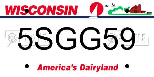 5SGG59 Wisconsin License Plate