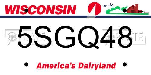 5SGQ48 Wisconsin License Plate