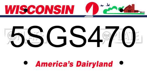 5SGS470 Wisconsin License Plate