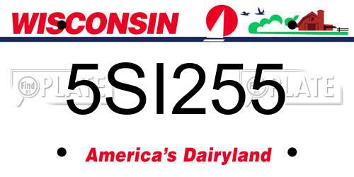 5SI255 Wisconsin License Plate