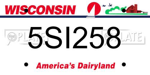 5SI258 Wisconsin License Plate