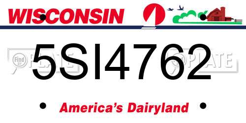 5SI4762 Wisconsin License Plate