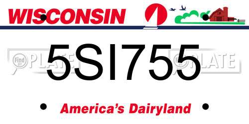 5SI755 Wisconsin License Plate