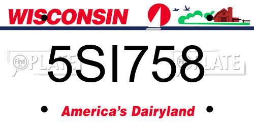 5SI758 Wisconsin License Plate