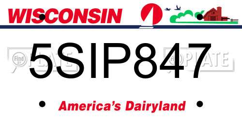 5SIP847 Wisconsin License Plate