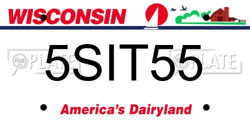 5SIT55 Wisconsin License Plate