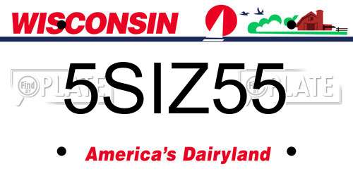 5SIZ55 Wisconsin License Plate