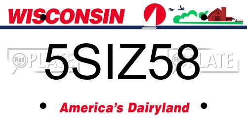 5SIZ58 Wisconsin License Plate