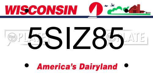 5SIZ85 Wisconsin License Plate