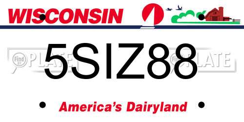 5SIZ88 Wisconsin License Plate