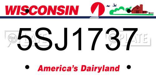 5SJ1737 Wisconsin License Plate