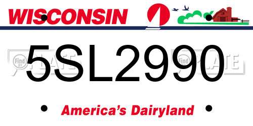 5SL2990 Wisconsin License Plate