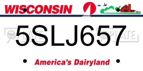 5SLJ657 Wisconsin License Plate