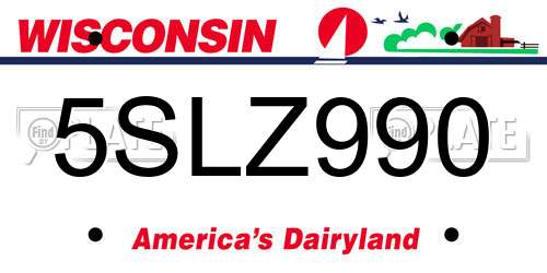 5SLZ990 Wisconsin License Plate