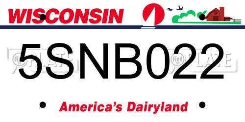 5SNB022 Wisconsin License Plate
