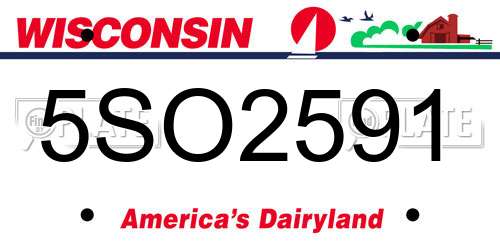 5SO2591 Wisconsin License Plate