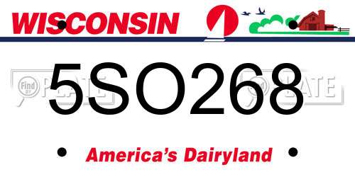 5SO268 Wisconsin License Plate
