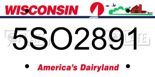 5SO2891 Wisconsin License Plate