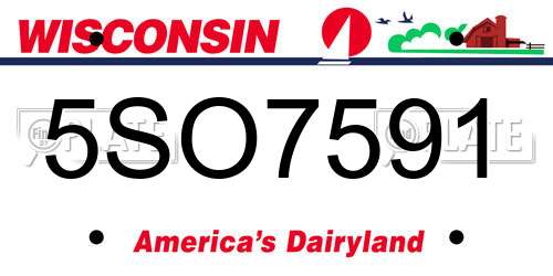5SO7591 Wisconsin License Plate