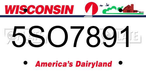 5SO7891 Wisconsin License Plate