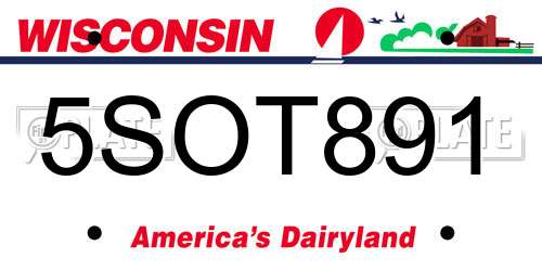 5SOT891 Wisconsin License Plate