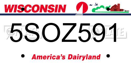 5SOZ591 Wisconsin License Plate