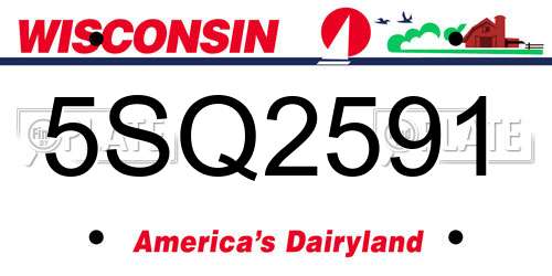5SQ2591 Wisconsin License Plate