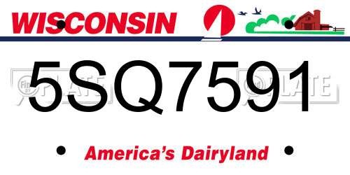 5SQ7591 Wisconsin License Plate