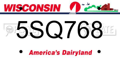 5SQ768 Wisconsin License Plate