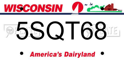 5SQT68 Wisconsin License Plate