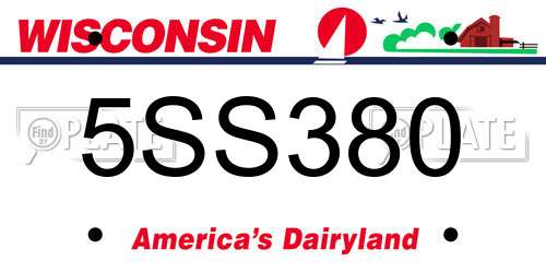 5SS380 Wisconsin License Plate