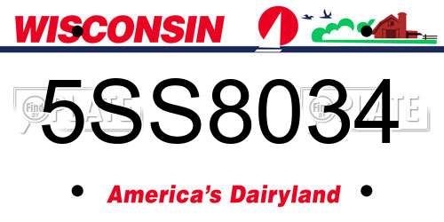 5SS8034 Wisconsin License Plate