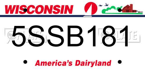 5SSB181 Wisconsin License Plate