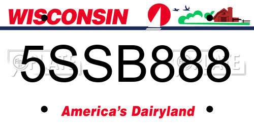 5SSB888 Wisconsin License Plate