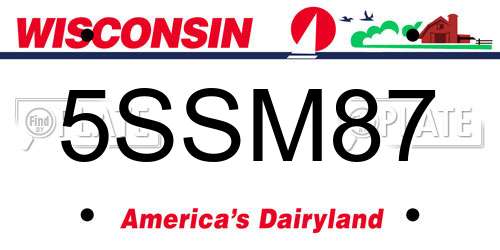 5SSM87 Wisconsin License Plate
