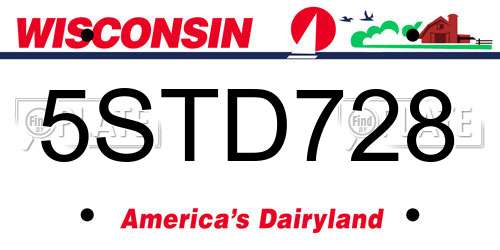 5STD728 Wisconsin License Plate