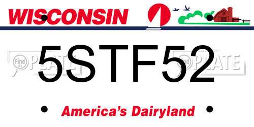 5STF52 Wisconsin License Plate