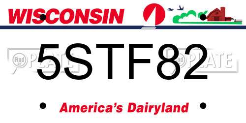 5STF82 Wisconsin License Plate