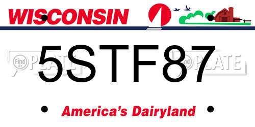5STF87 Wisconsin License Plate