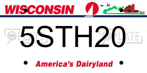 5STH20 Wisconsin License Plate