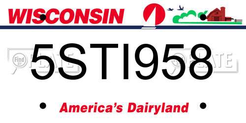 5STI958 Wisconsin License Plate