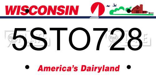 5STO728 Wisconsin License Plate