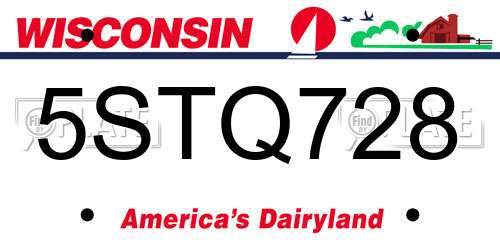 5STQ728 Wisconsin License Plate