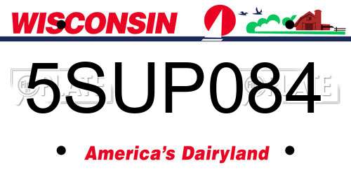 5SUP084 Wisconsin License Plate
