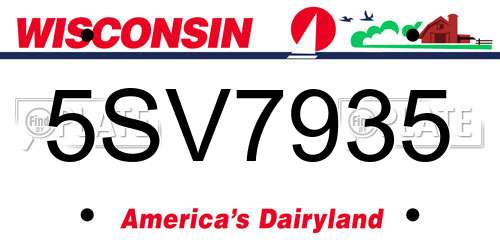 5SV7935 Wisconsin License Plate